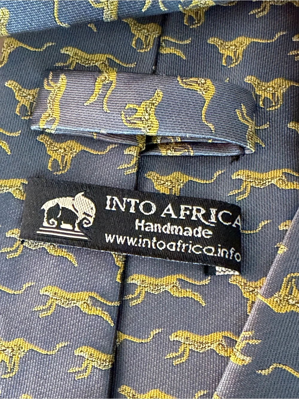 Men's Navy Tie with Yellow Cheetah Pattern